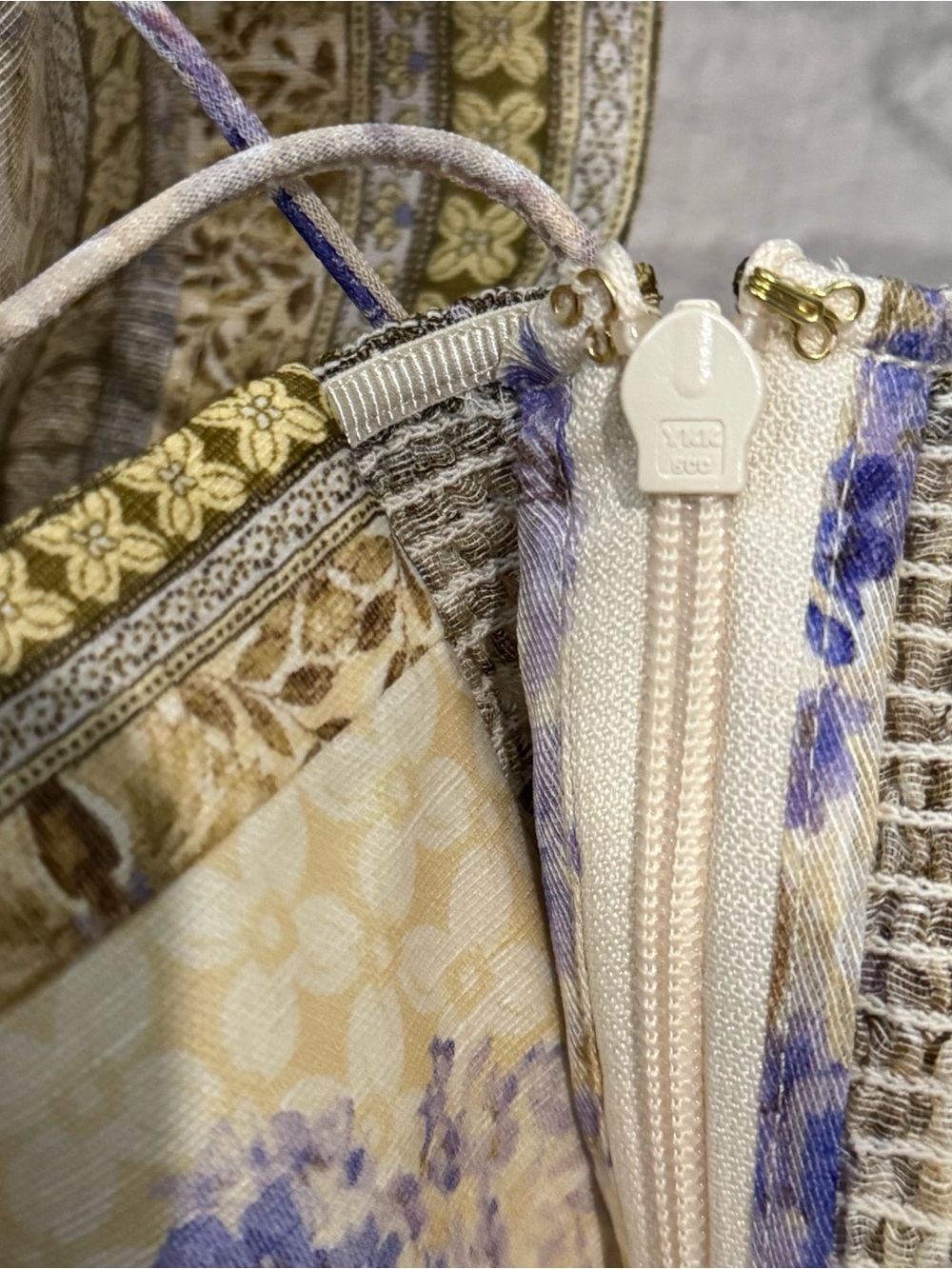 Zimmermann Cream and Lavender Floral Midi Dress with Gold Accents - Picture 6 of 10